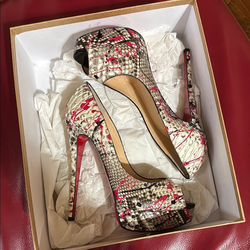 Christian Louboutin Red and Black Stiletto Heels